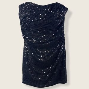 Alfred Angelo Strapless Sequin Mini Dress Black